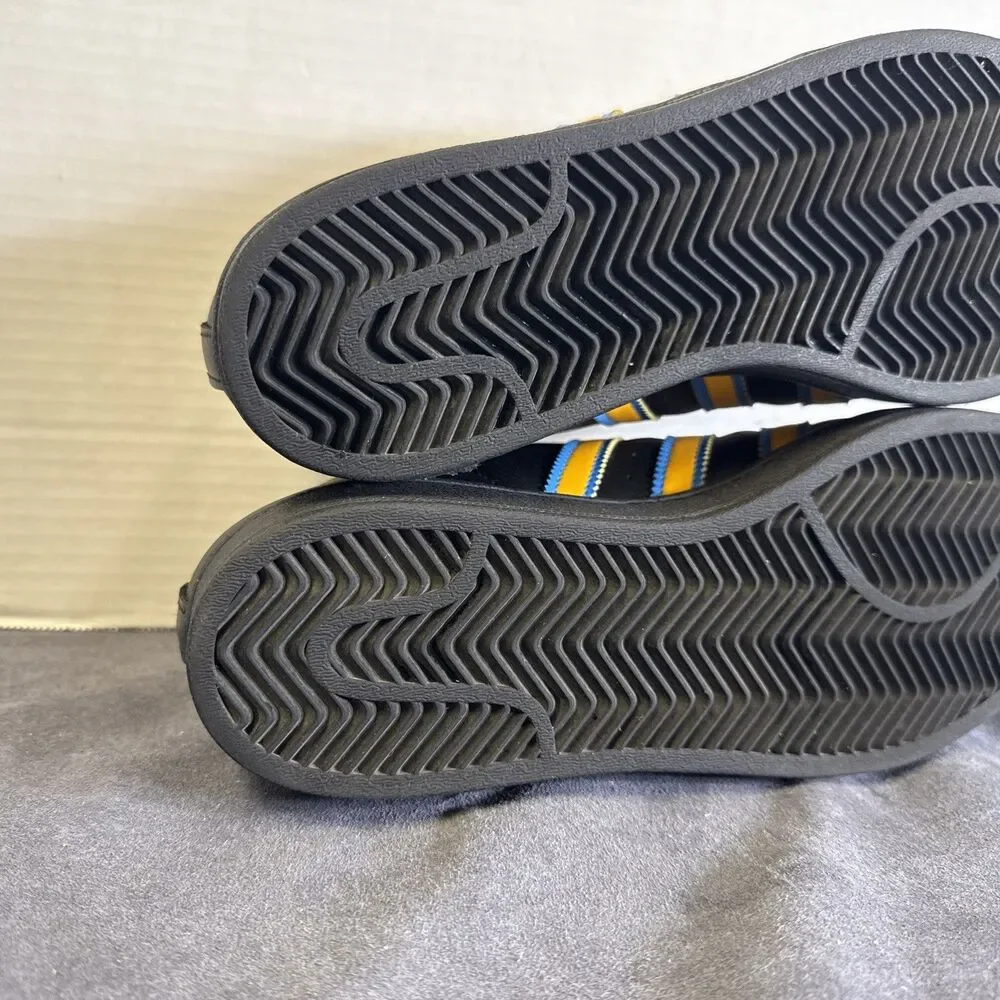 Adidas Superstar Mens Size 7 Black Gold Blue Athletic Lifestyle Shoes Sneakers